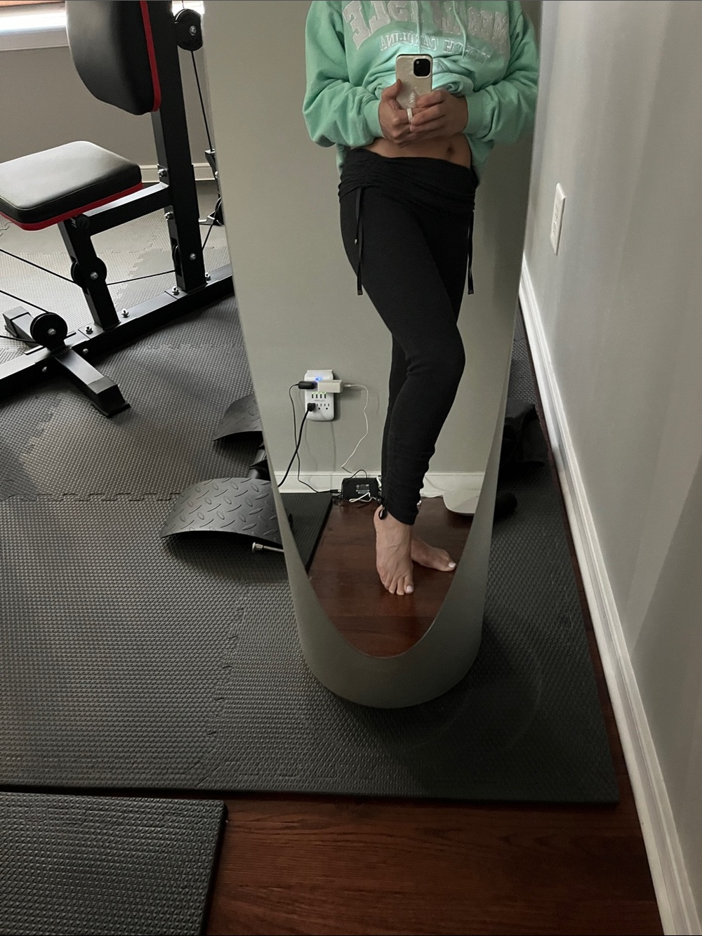 lululemon gray Athletic Leggings fold over top